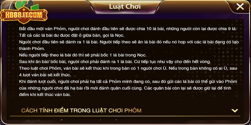 Phỏm hb88 có luật chơi đơn giản, tập trung tạo phỏm